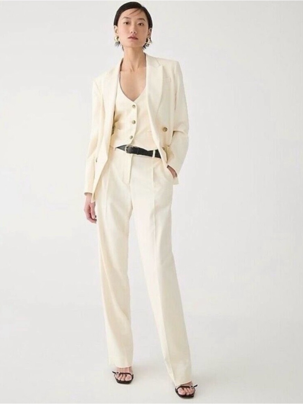 NWT J. Crew lower rise Essential Wide-Leg pant in City Twill, 6, Soft Ivory
